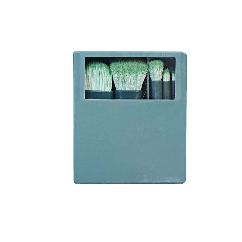 5 szt. Nowy Przenośny Mini Zestaw Pędzli do Makijażu z Lustrem, Wielofunkcyjny Pędzel do Cieni do Powiek, Pędzel do Pudru i Podkładu