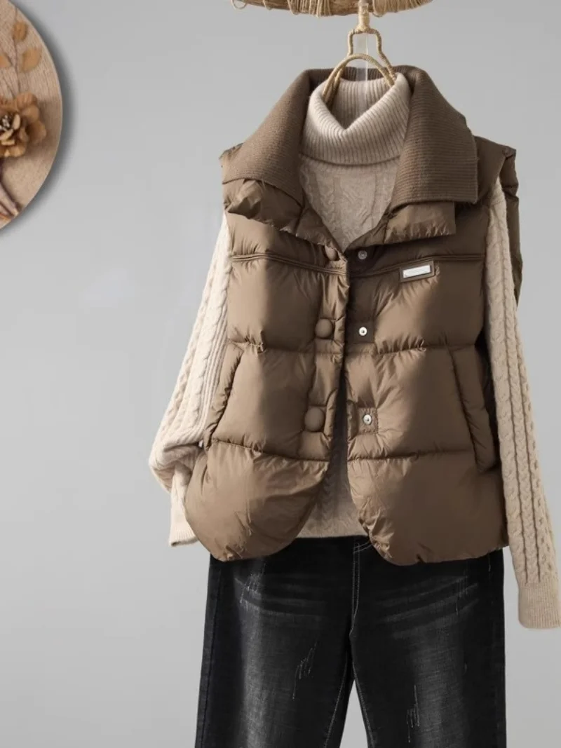 

Warm And Thickened Down Cotton Vest Autumn & Winter New Versatile Sleeveless Loose Outer Jacket Top For Women w681