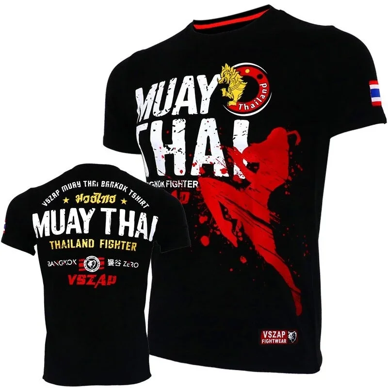 Muay Thai T-Shirt Lauf-Fitness-Sport-T-Shirt für Herren Outdoor Boxen Wrestling Trainingsanzüge Sommer Damenbekleidung Sweatshirt