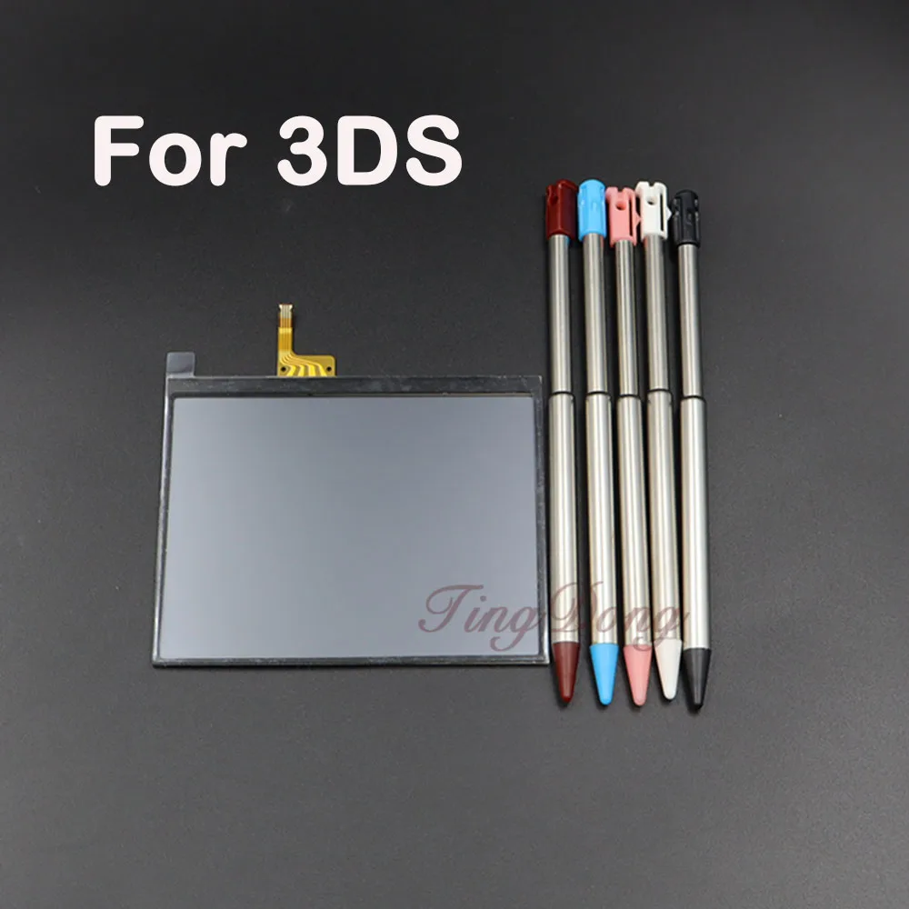 1 Juego de Panel de pantalla táctil de cristal digitalizador para consola de juegos Nintend 3DS 3DS XL LL con lápiz óptico retráctil de Metal y plástico