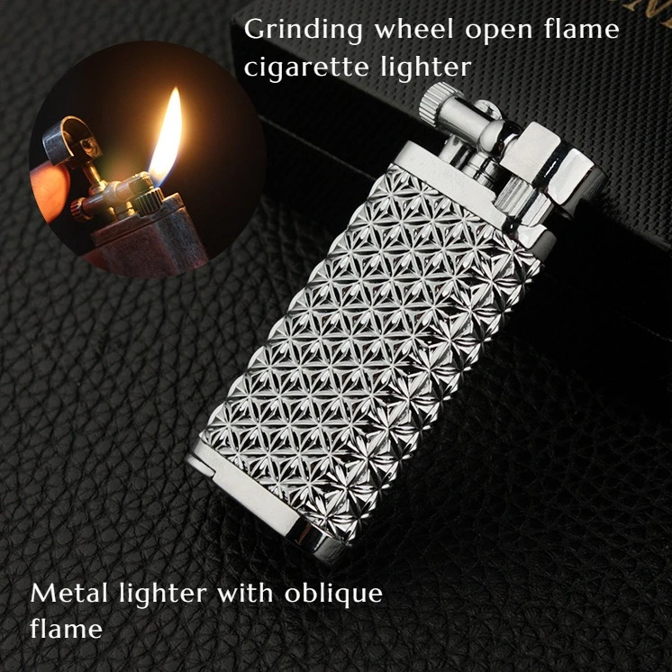 

Зажигалка с открытым пламенем для шлифовального круга, надувная металлическая зажигалка с наклонным пламенем, крутые и ароматные мужские аксессуары для сигарет в подарок