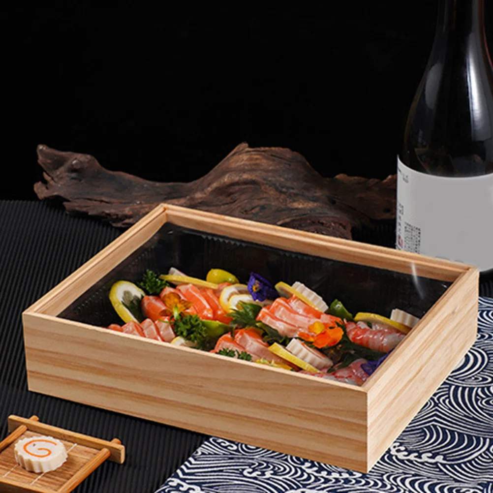 

1 set 1 Set Wooden Sushi Box Japanese Bento Container Portable Lunch Box Food Storage Eel Tray Meal Carrier Picnic Bento Case
