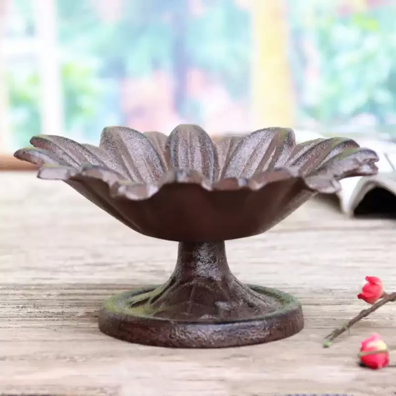 Cast Iron Sunflower Bird Feeder Bath Pedestal Garden Paper Weight Decor Wildlife Bird Seed Tray Stand For Garden Patio Rustic