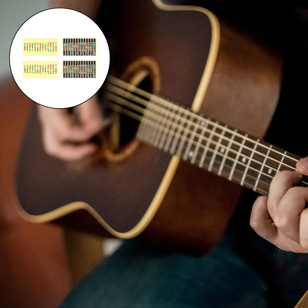 

4pcs Pvc Guitar Fretboard Stickers Waterproof Fingerboard Labels Beginner Fret Guide Notes Assistant Scale Decals Accessories
