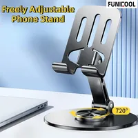 Funicool Adjustable Cell Phone Stand for Desk Desktop Metal Foldable Cellphone Holder Support for iPhone 16 15 14 Pro Max Plus