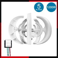 12V 1200W Wind Generator with Charger Controller 5 Blades Minitype Lantern Wind Turbine Generator Kit Clear Energy Windmill