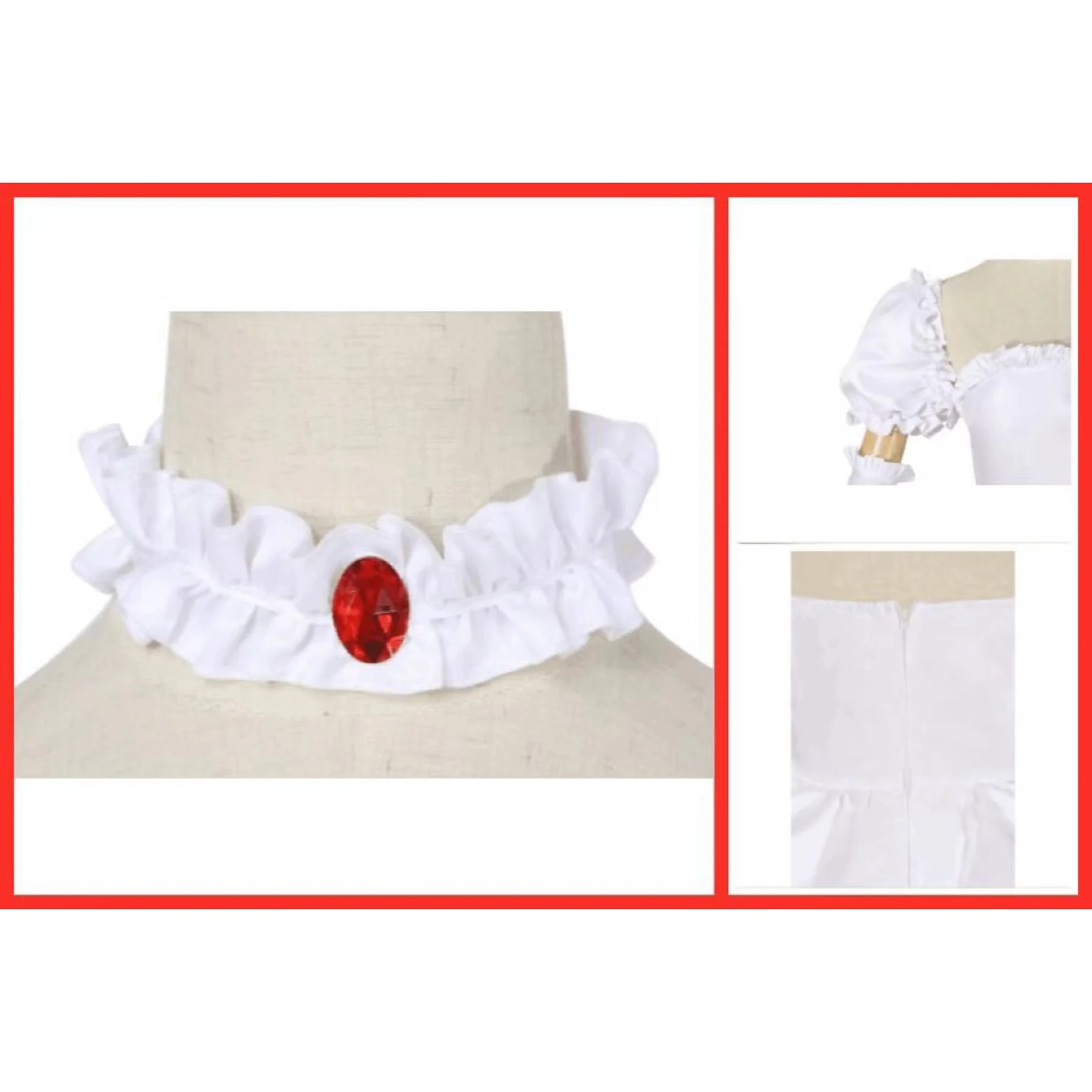 Anime Booette Princess Cosplay Costume, Robe longue blanche avec gants, Lolita trempée, Halloween, Uniforme de fête de carnaval