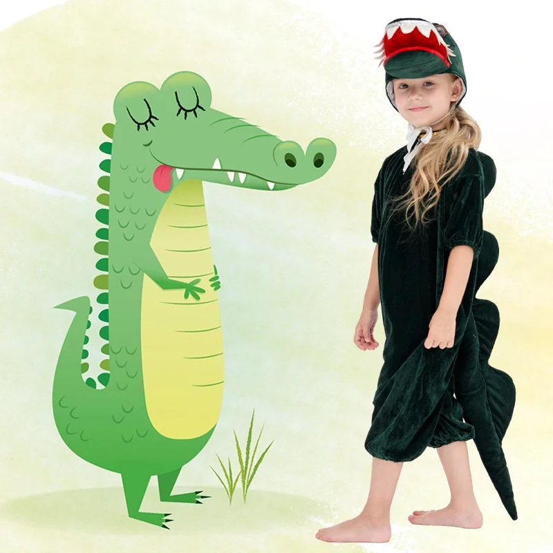Novo traje de loween infantil engraçado jacaré animal role play roupas jogo par performance outfit tradicional chinês s...