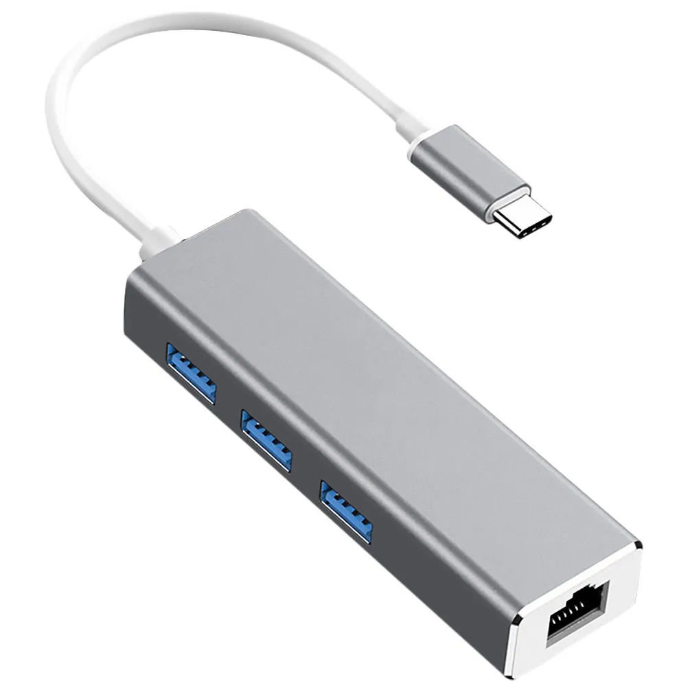 Aluminium Alloy Type-C to Ethernet Network Converter Compact Portable USB Powered High Office Store Network
