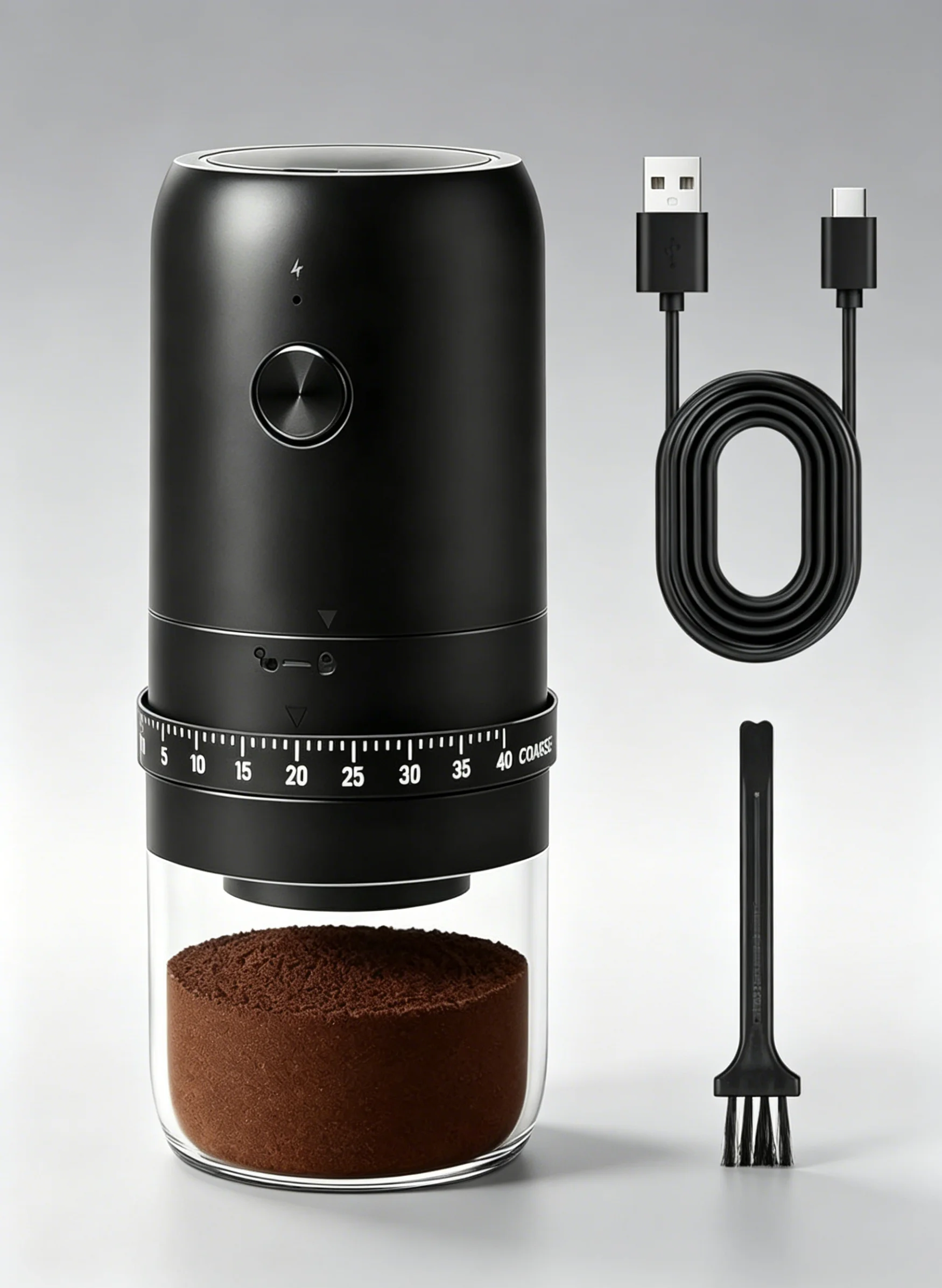 

Portable USB Rechargeable Coffee Grinder 40 Levels External Adjustable Ceramic Conical Burr Electric Coffee Bean Grinder 1800mAh Battery For Home Travel Camping Office