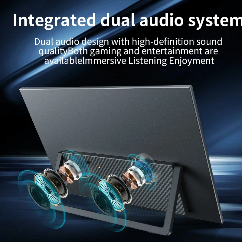 16' Portable Monitor 1200P IPS 100%sRGB 300Cd/m² Comes with Dual Speakers Travel Gaming Display for Laptop Switch PS4 PS5 Xbox
