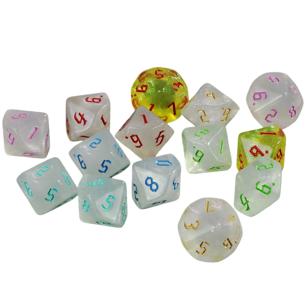 10pcs D10 Dice Set Digital 0-9 Polyhedral 10 Sided Dice for Funny Party Board Game DND TRPG