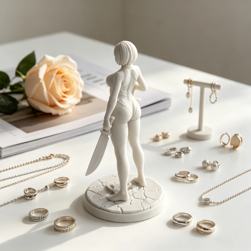 1PCS 3D Relief Nier Automata 2B Figure Ornament, DIY Paint Collectible Statue | Centerpieces, Party Supplies, Decorations view 5
