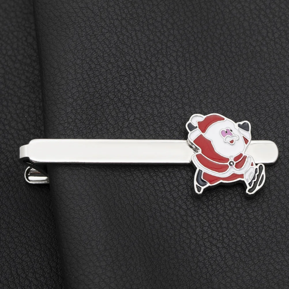 2 Pcs European and American Christmas Tie Clip Party Costume Accessory Alloy Bar Pinch Santa Claus Clips