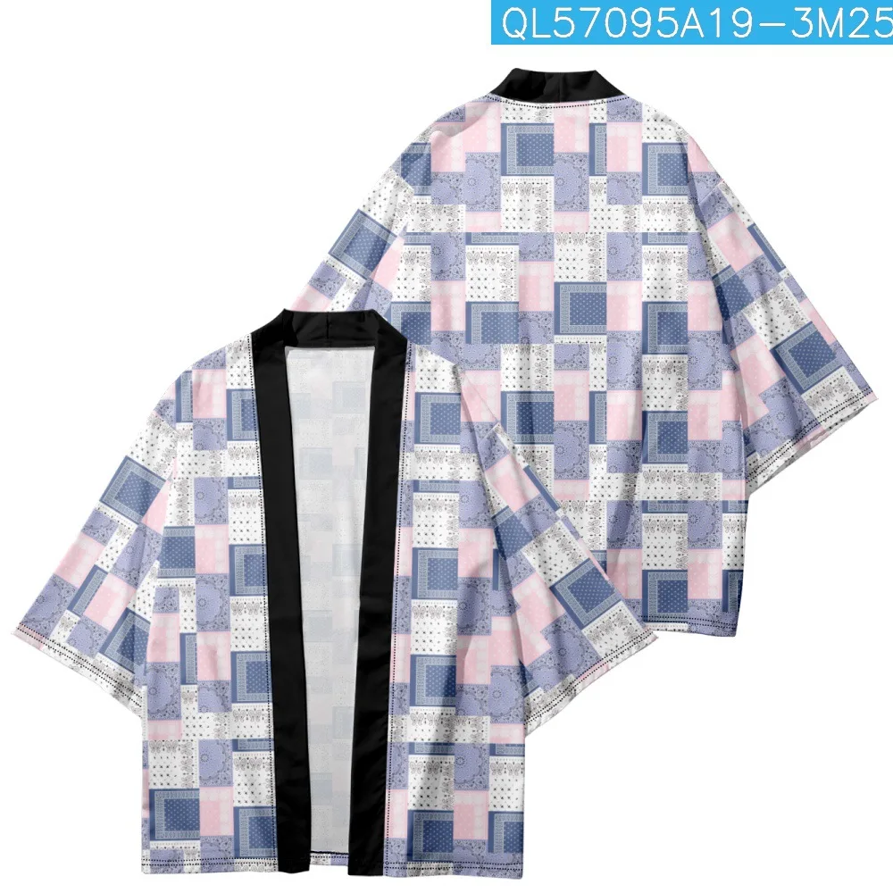 Japanese Traditional Splicing Cashew Flowers Print Streetwear Cardigan Kimono Shirt Haori Women Men Beach Yukata Asian Clothing