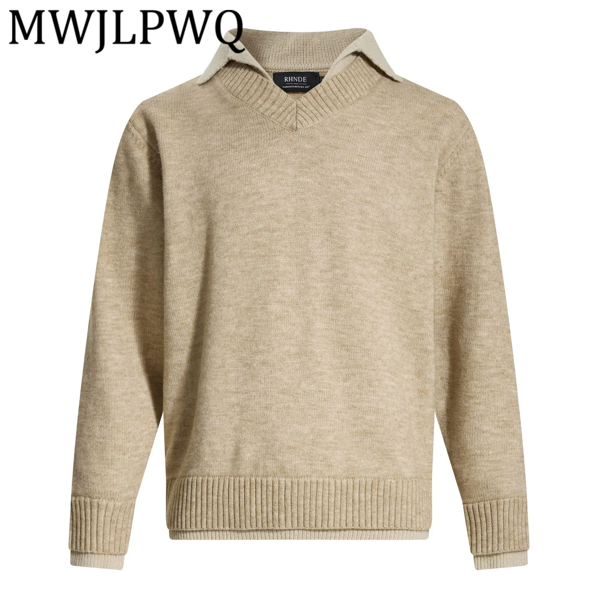 

MWJLPWQ Solid Color Male Knitted Sweater Modish Winter New American Style Long Sleeve Simple Versatile Pullover Tops 21564