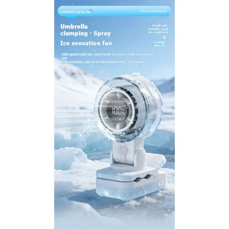 KEOL-Desktop Rotating High-Speed Clip Fan-For Desk- Digital Display For On Spray Fan Humidifier Hydration Functionality