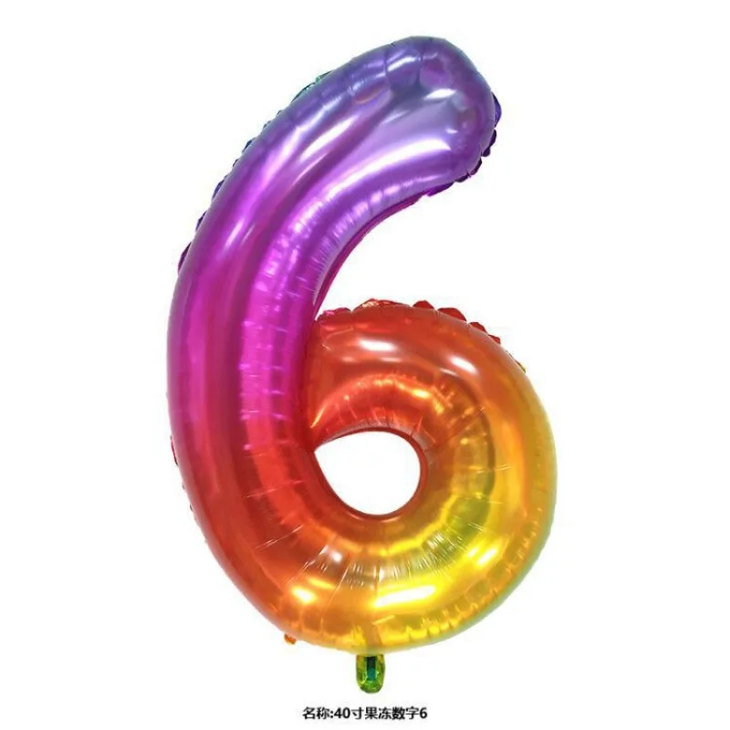 Large 40 inch rainbow gradual change jelly aluminum film balloon balloon gradual change color number