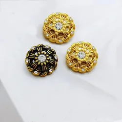 10PCS Hollow Metal Rhinestone Buttons For Uniform Coat Sewing Accessories Wholesale Luxury Clothing Vintage Decorative Buttons