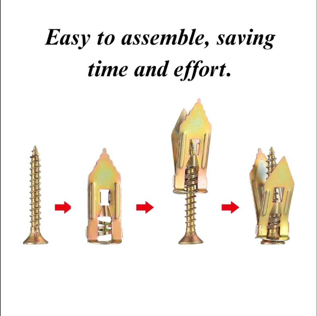 مثبتات وبراغي جدارية جافة ذاتية الحفر ، فولاذ مطلي بالزنك ، للخدمة الشاقة ، مثالية للتلفزيون ، والدراجة ، والخزائن ، والأرفف ، والعرافة ، 50