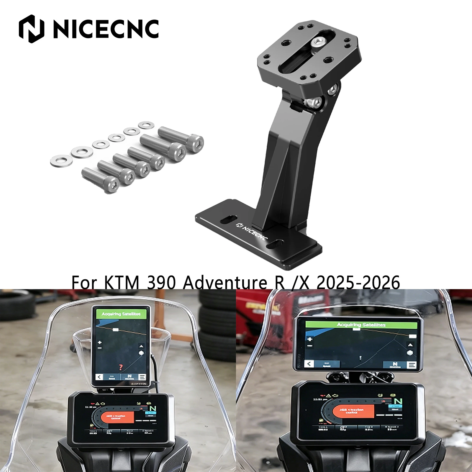 nicecnc-for-ktm-390-adventure-r-2025-2026-adjustable-gps-device-mount-phone-mount-navigation-mount-bracket-390-adventure-x-25-26