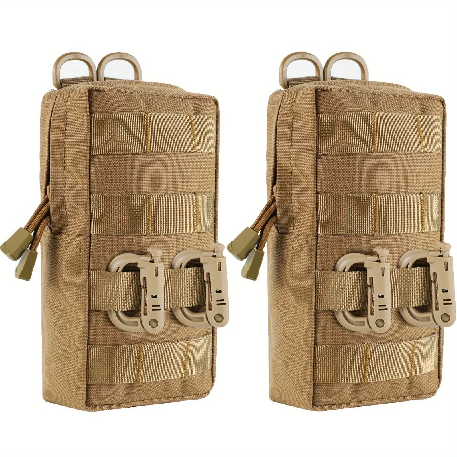 2 Pack Molle Pouches With 4 D buckles Nylon Water-Resistant EDC Pouch Bag For Outdoor Camping Hunting Phone Storage Pack