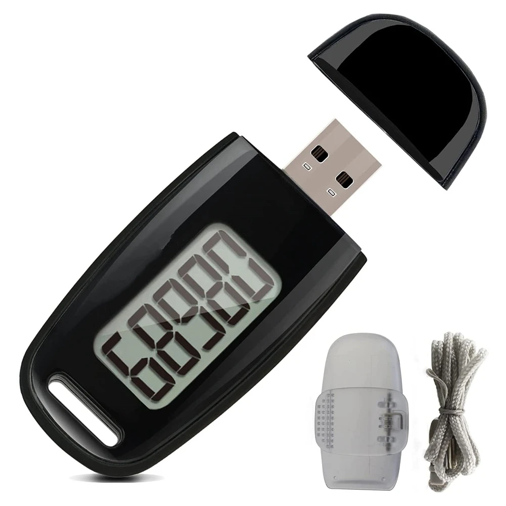 Compteur de pas simple A22I, podomètre 3D de marche avec batterie rechargeable, traqueur de fitness précis, podomètre numérique, noir
