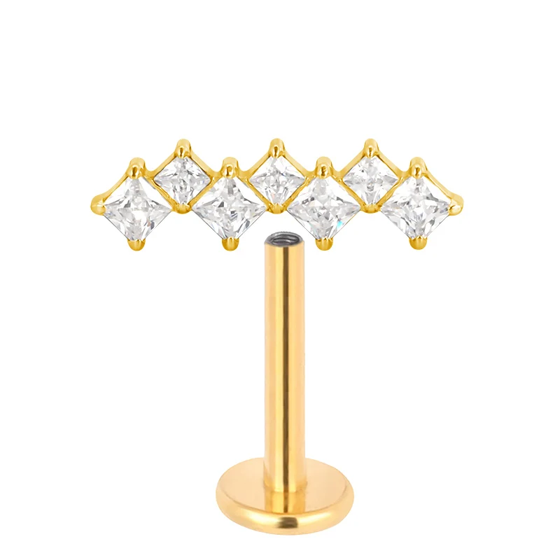 Titanium Ear Studs Earrings with CZ Paved Top