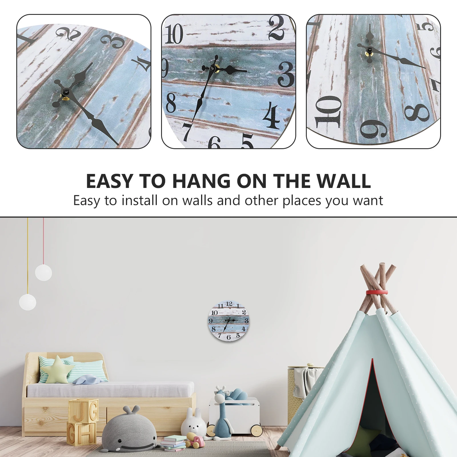 Vintage Inspired Wood Pattern Round Wall Clock Silent Decorative Clock For Home Office Bedroom Wall Hanging Clock Decor Mute