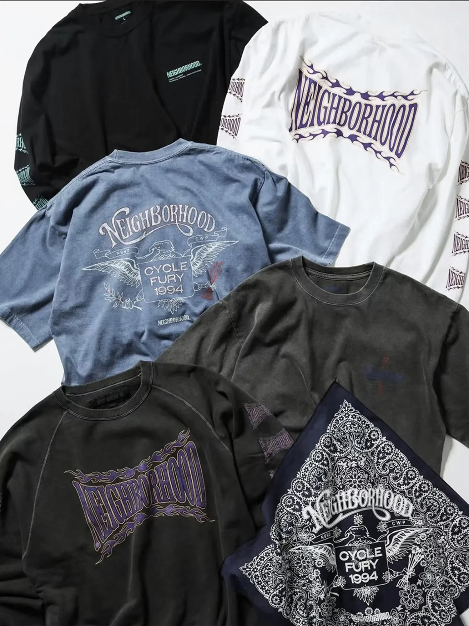 American retro alphabet print high street rock washed old T-shirt
