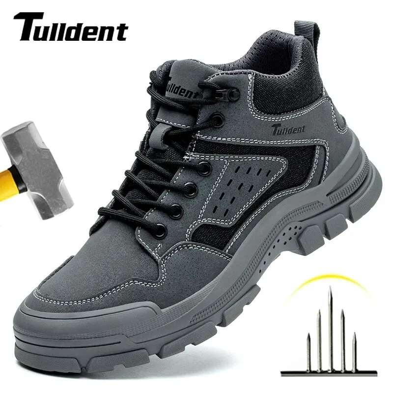 ทํางานรองเท้าผ้าใบ Steel Toe รองเท้าผู้ชายความปลอดภัยรองเท้าเจาะหลักฐานรองเท้าทํางานรองเท้าแฟชั่นทําลายรองเท้าความปลอดภัย