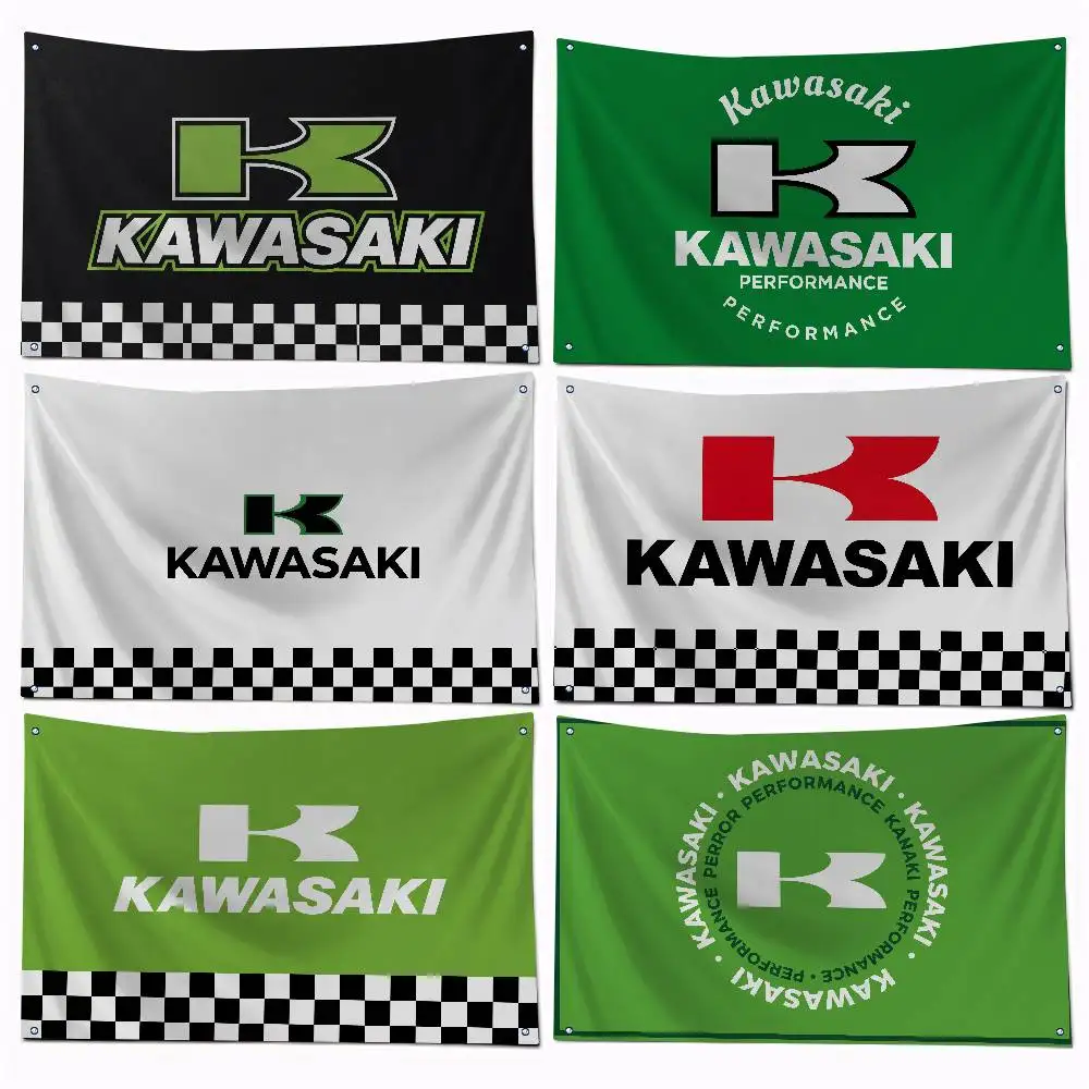 

For KAWASAKI Flag Brushed Polyester Sublimation Printing Durable Hanging Flag For Home Decor Event Graduation Gift