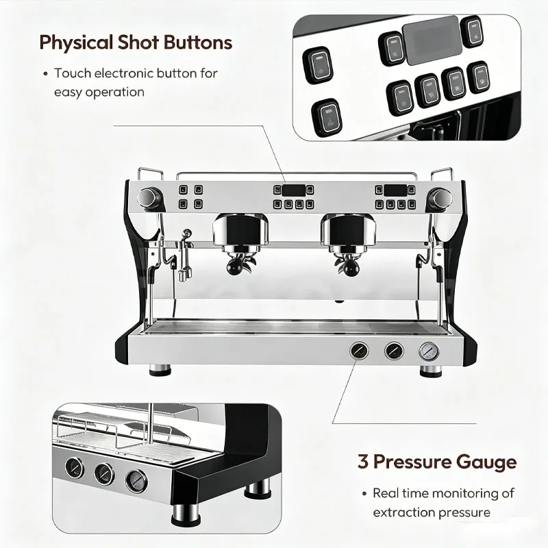 Professional Double Group Coffee Espresso Machine Barista Commercial Touchscreen Cafe Shop Use Customized
