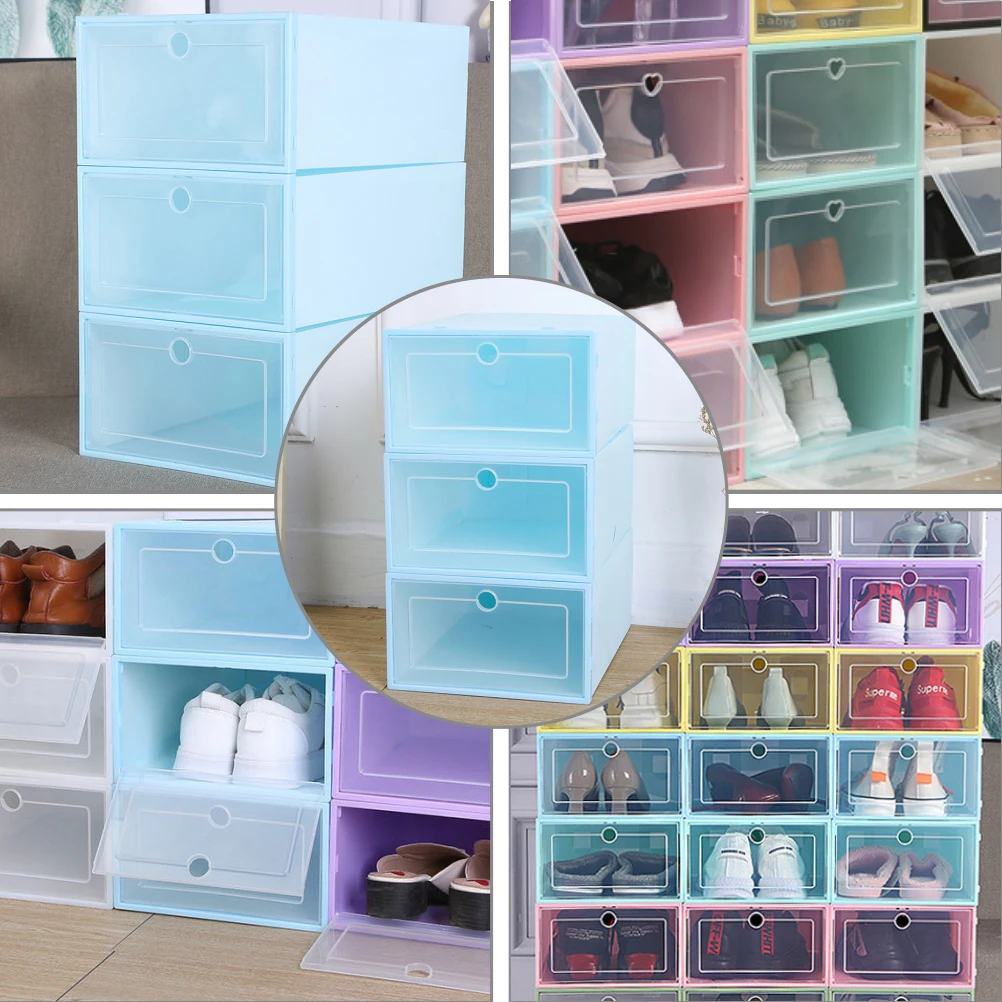 

6 Pcs Shoe Box Display Clear Boxes Stackable Container Cabinet Storage Plastic Bins