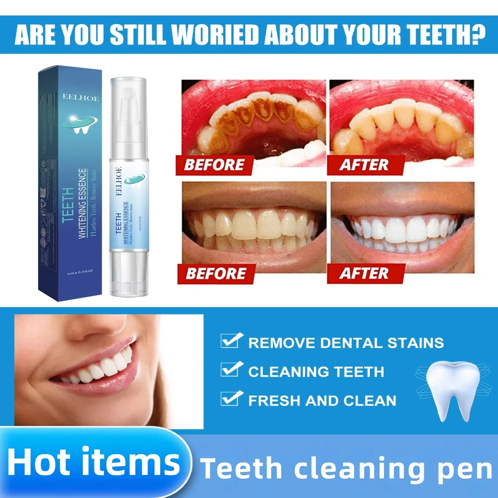 Natural Teeth Cleaning Pen Intensive Stain Removal,Fresh Breath & Improved Oral Health with Gentle,Enamel-Safe Formula