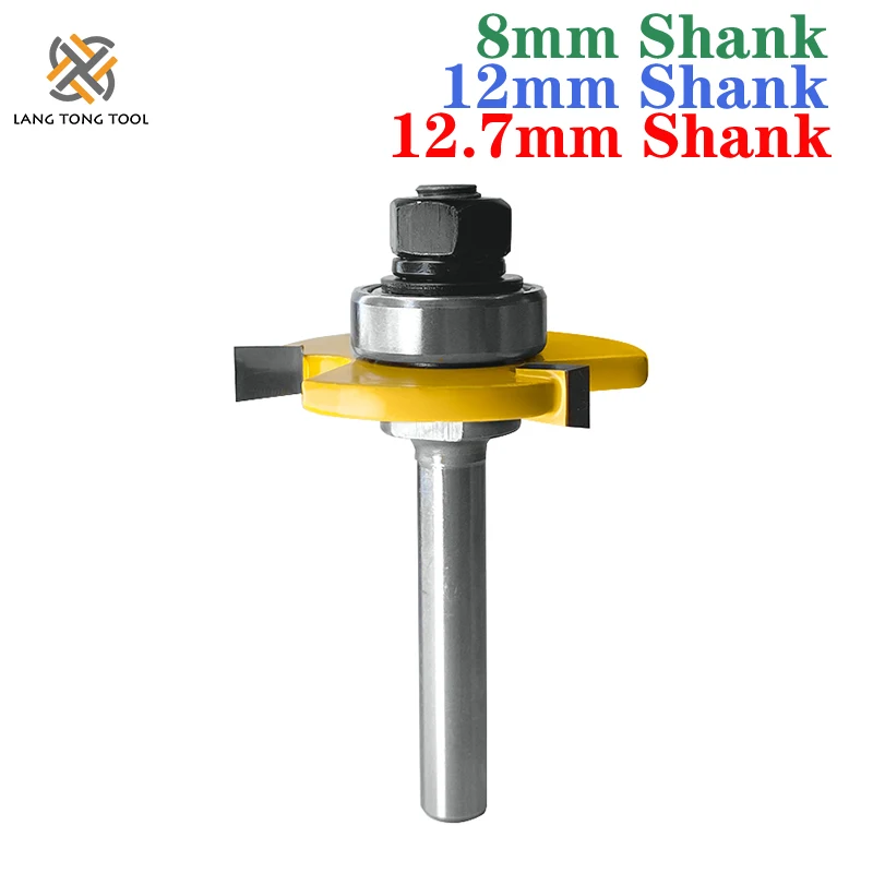 8mm/12mm/12.7mm Shank Tongue Groove Joint Router Bits T Slot Assemble Milling Cutter for Wood Woodworking Cutting Tools LT007