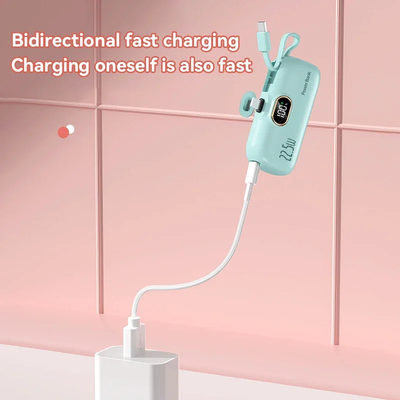 Xiaomi Mini 500000mAh كبسولة قوة البنك 2 في 1 المحمولة شحن سريع بطارية خارجية PowerBank آيفون سامسونج 2025 جديد