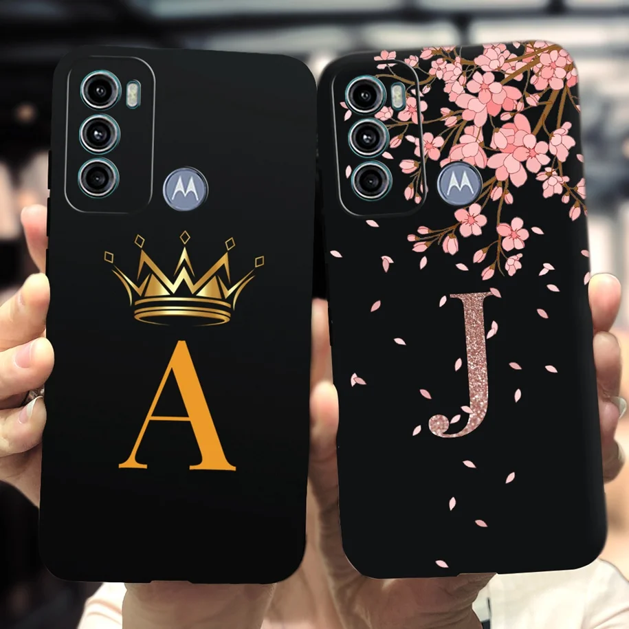 Cute Letters Crown Case For Motorola Moto G60 2021 Phone Cover Soft Black Silicone Funda For Motorola Moto G40 Fusion G 60 Coque