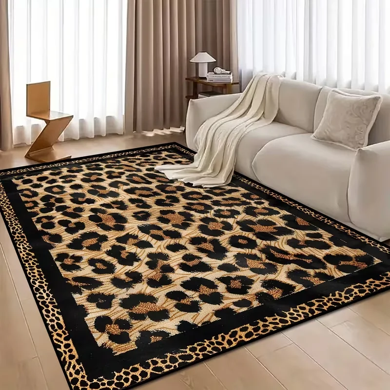 Alfombra de estilo retro con estampado de leopardo para sala de estar, decoración del hogar, alfombra para sofá, alfombra para dormitorio, alfombra para mesita de noche, alfombra para mesa de café, alfombra para puerta
