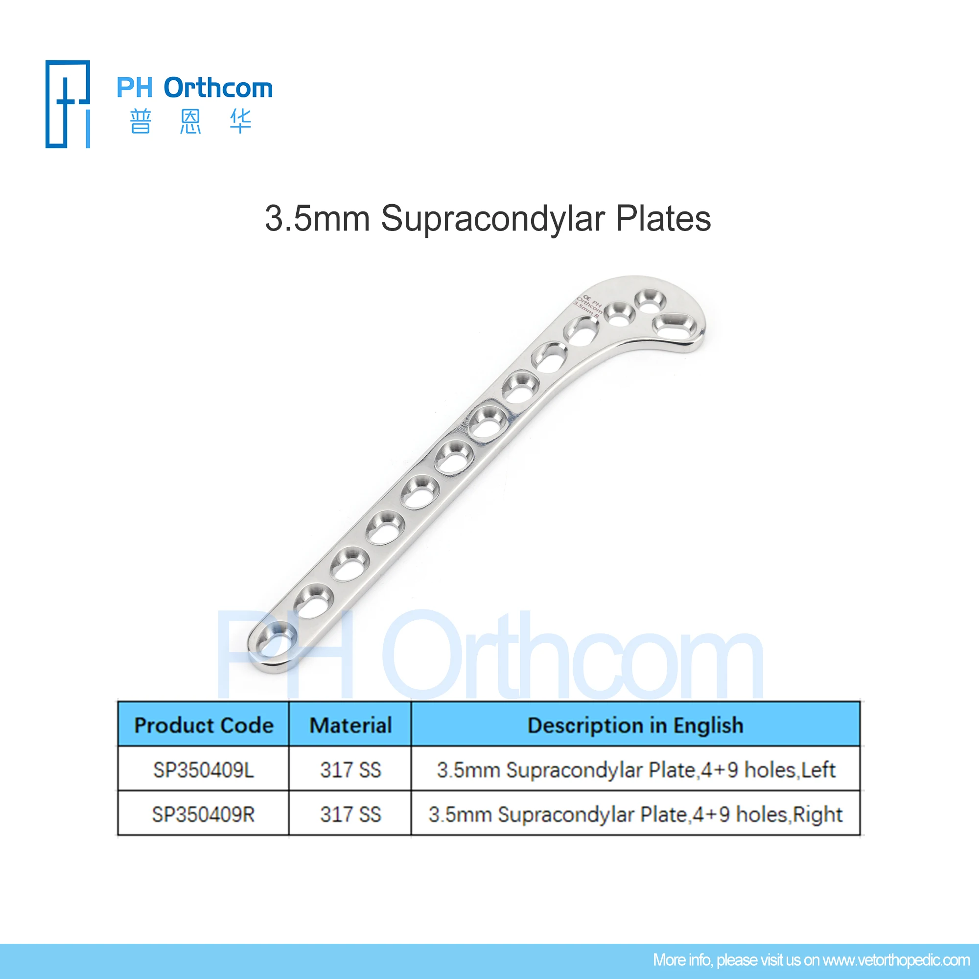 Imagem -02 - Placa Supracondilar Cirúrgica Suprimentos Médicos Instrumentos Ortopédicos Implante Cirúrgico Veterinário Animais de Estimação Aço Inoxidável 304 3.5 mm