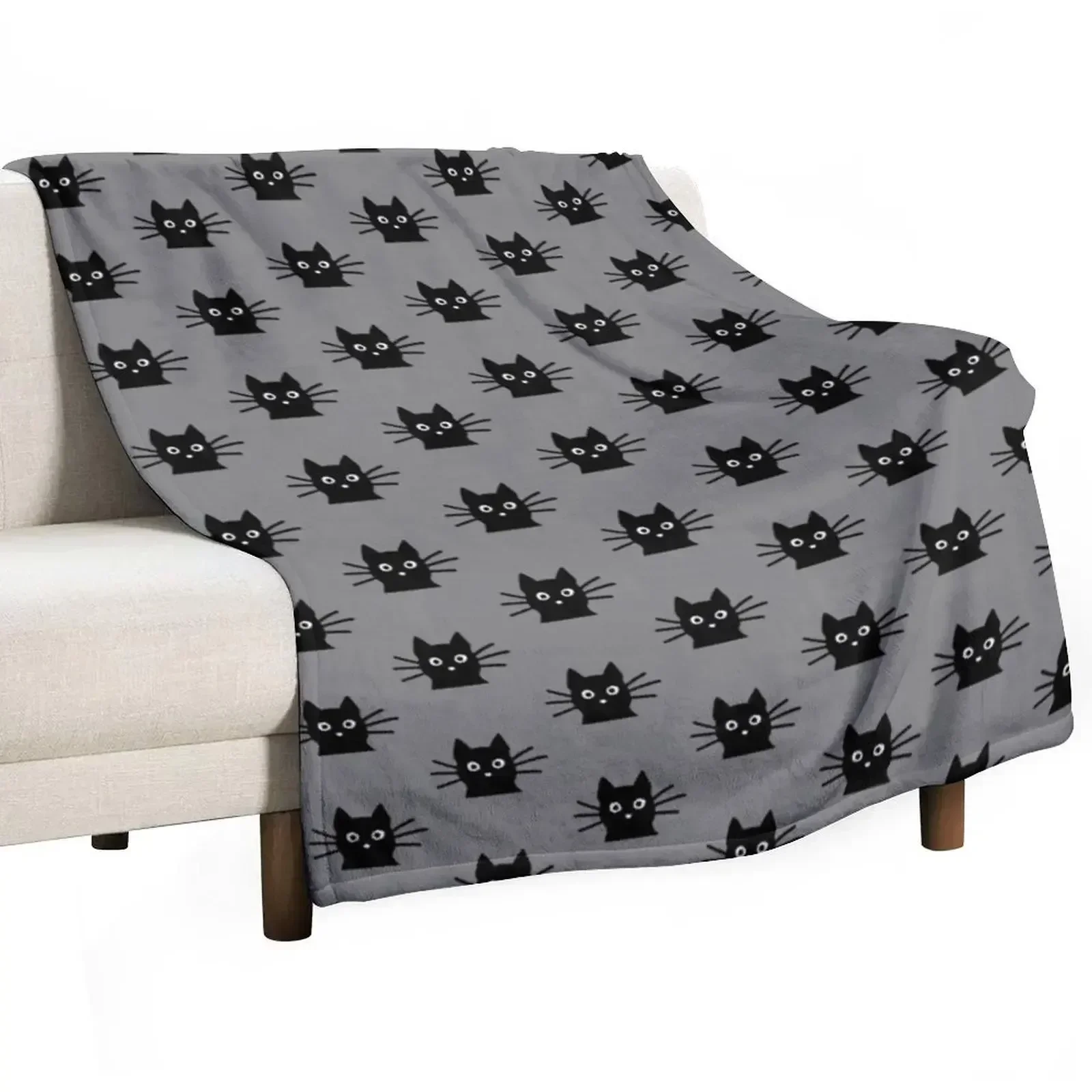 

Black Cat Face Throw Blanket Nap Polar Blankets