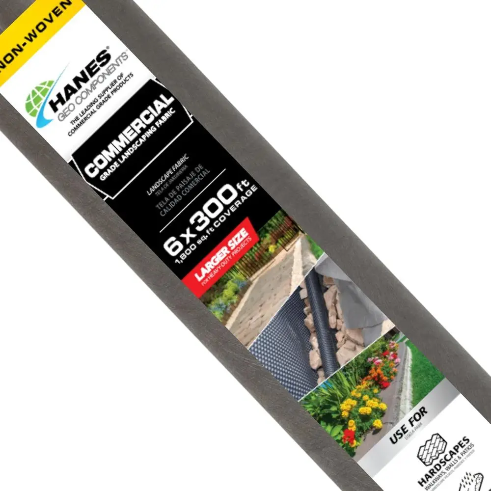 Geo Nonwoven Landscape Fabric 6' x 300' – Heavy Duty Weed Barrier, Commercial Landscaping, Walkways & Erosion Control (Gray)