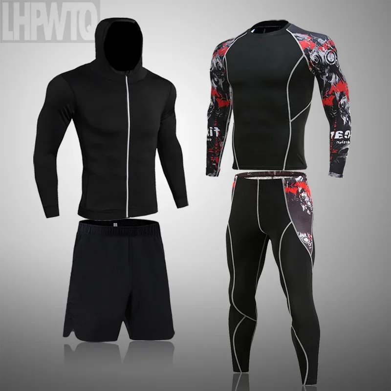 2022 Men Sportswear Compression Suits Breathable Gym Clothes Man Sports Joggers Training Gym Fitness Tracksuit Running Sets 4XL