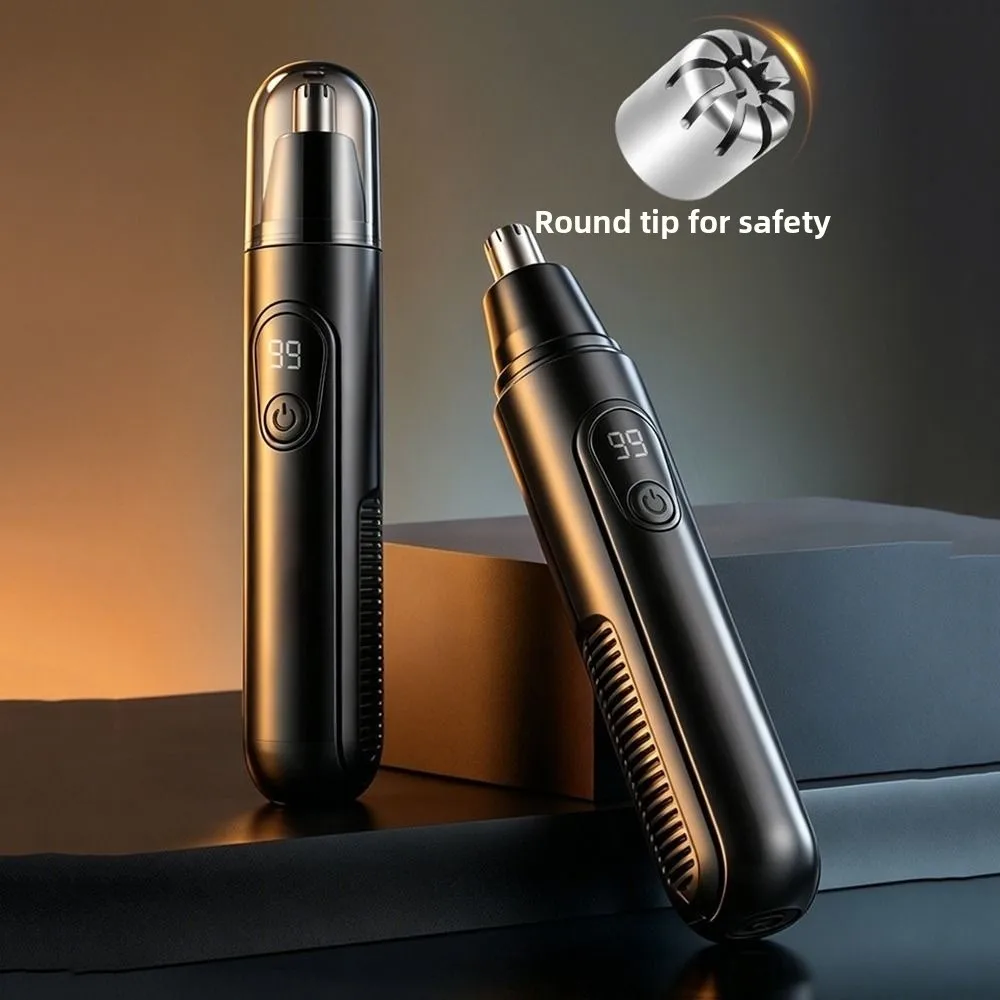 Portable Electric Nose Hair Trimmer Digital LED Display Automatic Shaving Eyebrow Clipper Easy To Clean Detachable
