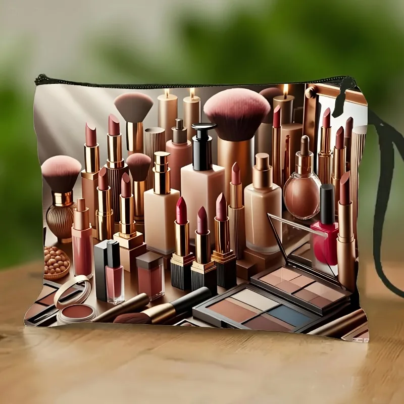 Lightweight Makeup Organizer Bag with Wrist Strap - Multifunctional Travel Cosmetic Case Suitable for &, Zipper Closure, Machine