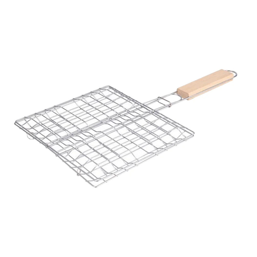 Vegetable Grill Basket BBQ Net Grilled Fish Clip Square Barbeque Accessories Grilling