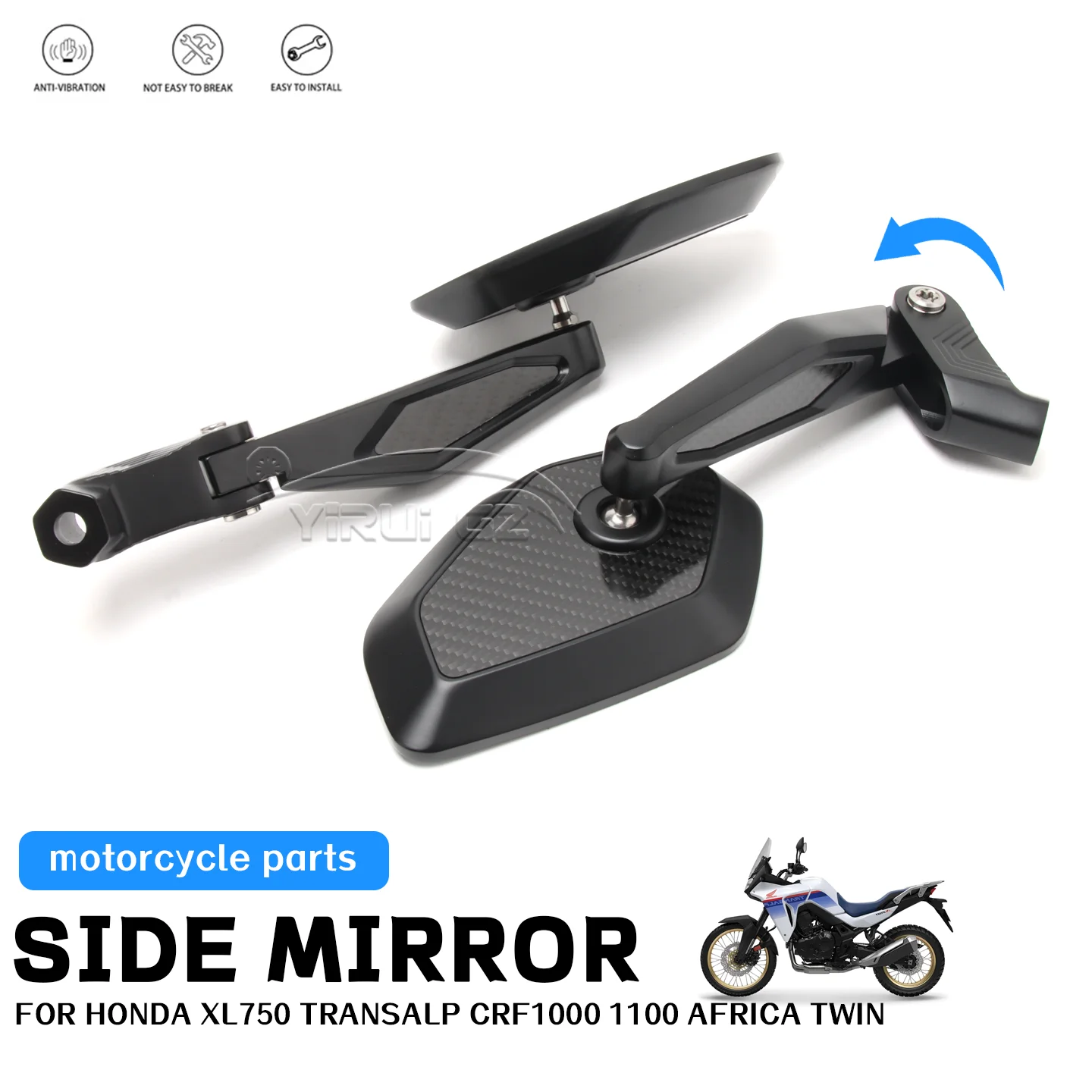 لهوندا XL750 TRANSALP دراجة نارية مرآة الرؤية الخلفية مرآة الرؤية الخلفية الجانبية الضوء الأزرق المرايا المضادة للوهج CRF1000 1100 أفريقيا التوأم