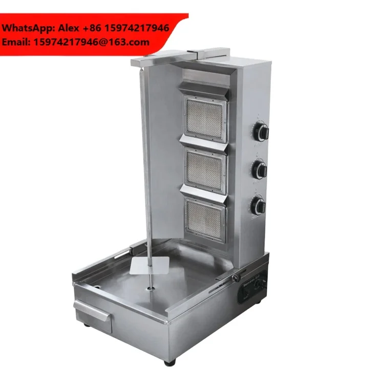 CHINZAO China Supply 3Pcs Burner Gas Chicken Shawarma Grill Machine
