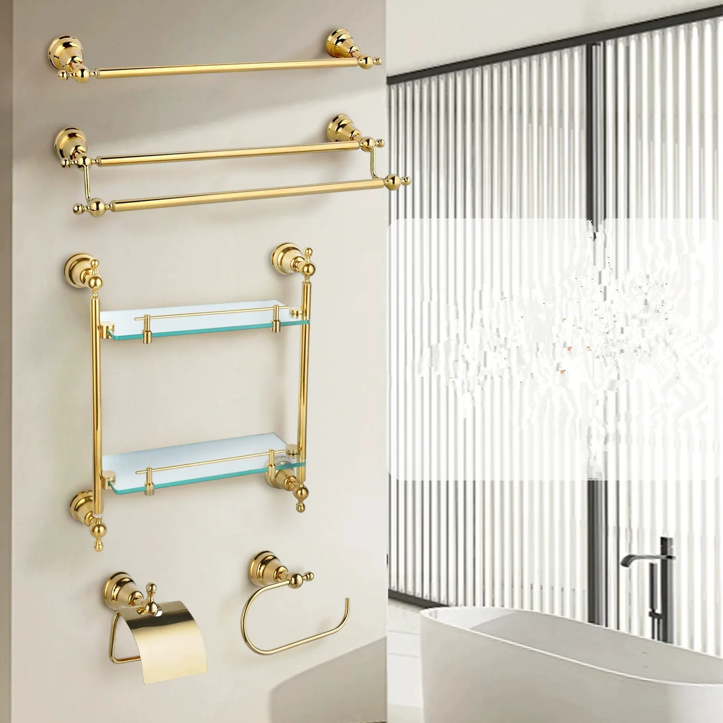 Brass Toilet Brush Holder Bathroom Shelf Gold Paper Holder Towel Bar Soap Holder Towel Rack Towel Hook Bathroom Hardware