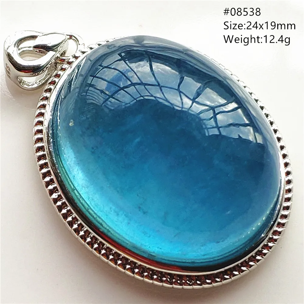 Natural Blue Aquamarine Pendant 925 Sterling Silver Oval Ice Aquamarine Women Men Fashion Water Drop Jewelry AAAAAA